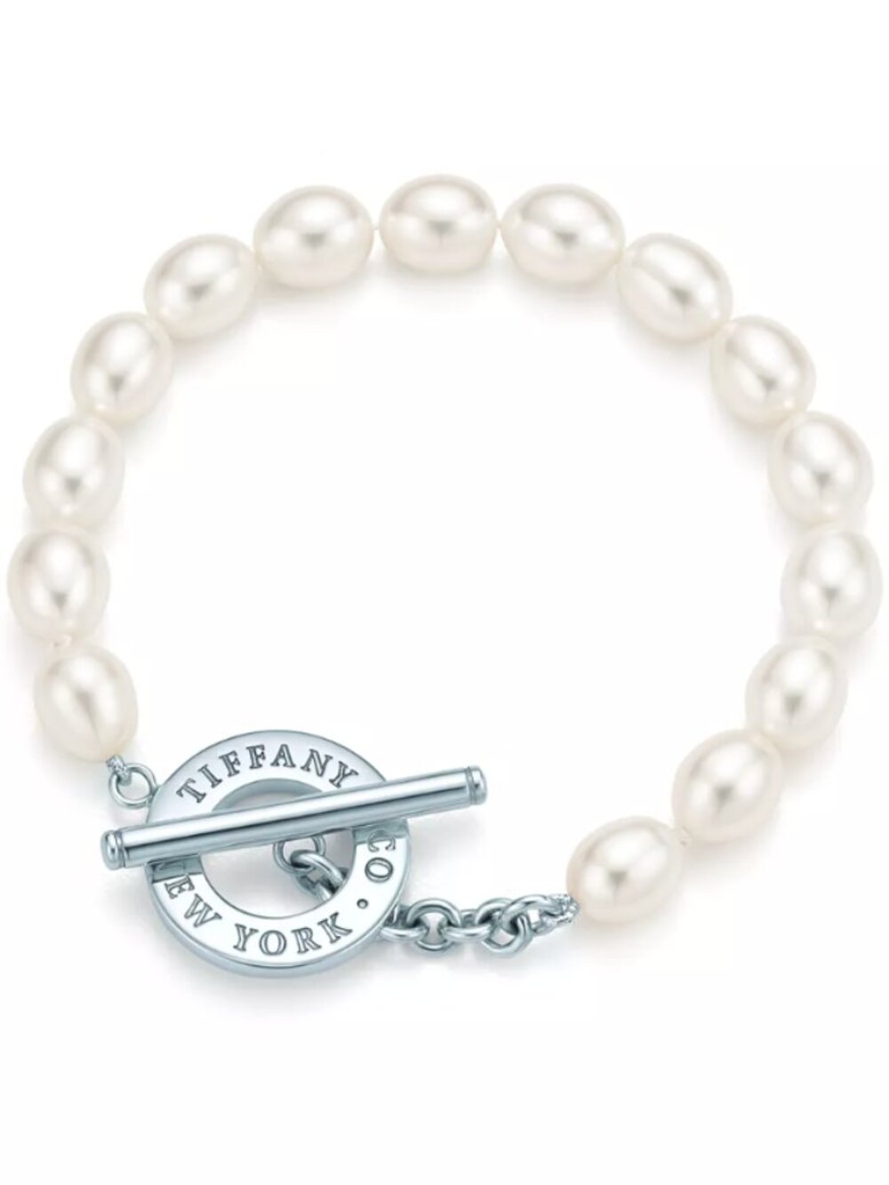 Authentic Tiffany & Co Sterling Silver AG925 Pearl Toggle Bracelet